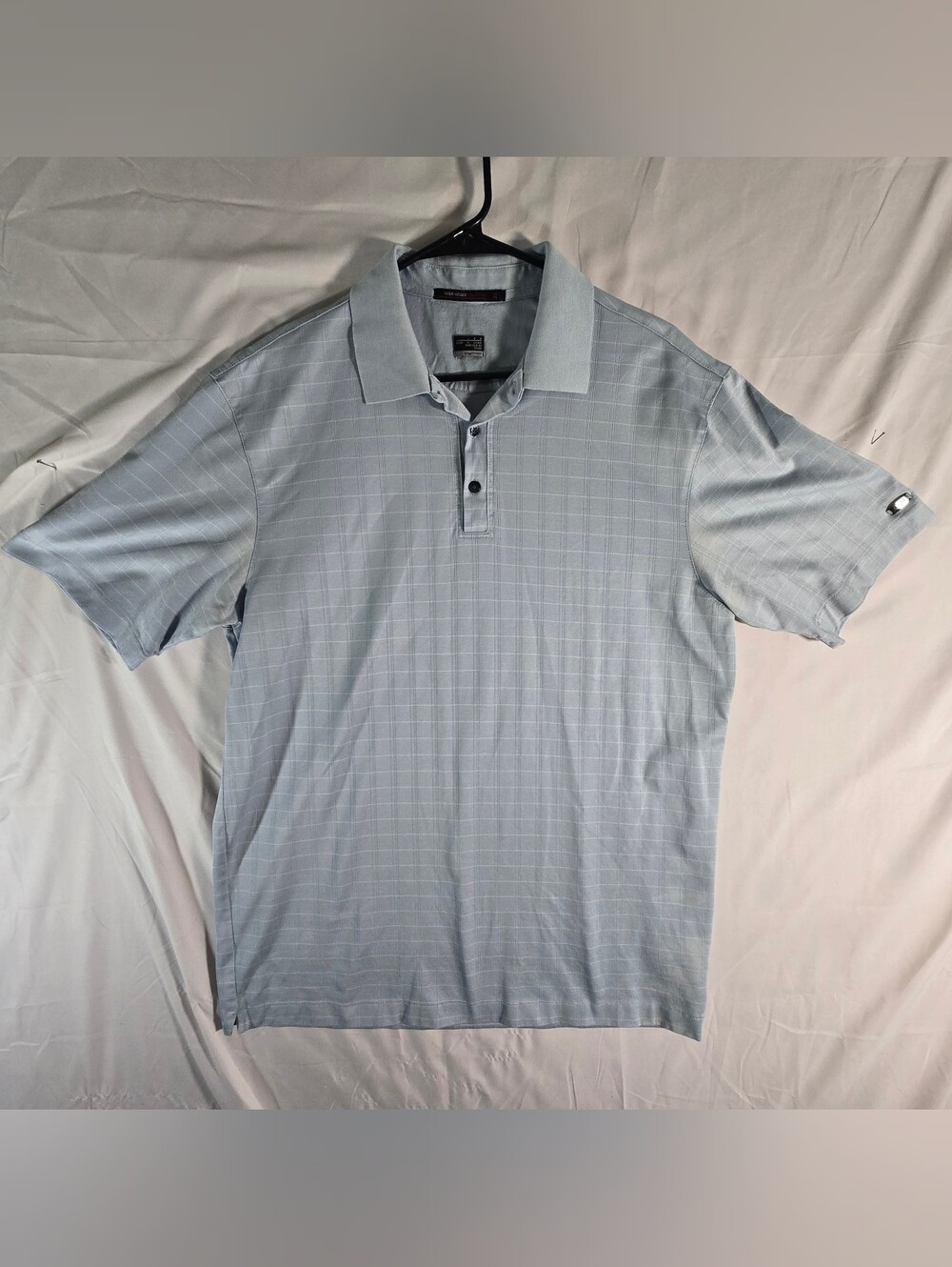 Nike Tiger Woods Collection Golf Shirt Men's Blue Stripped Dri Fit Size Large